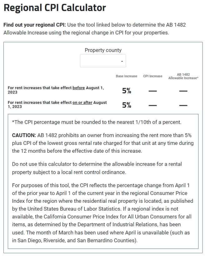 CAA updates its CPI calculator for allowable rent increases under AB